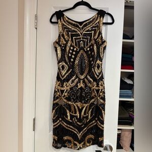 ASOS Black and Gold Embellished Mini Dress